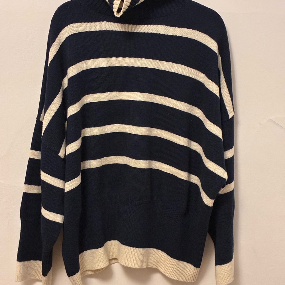 Topshop Black and Cream Striped Turtleneck Sweater - Picture 7 of 7